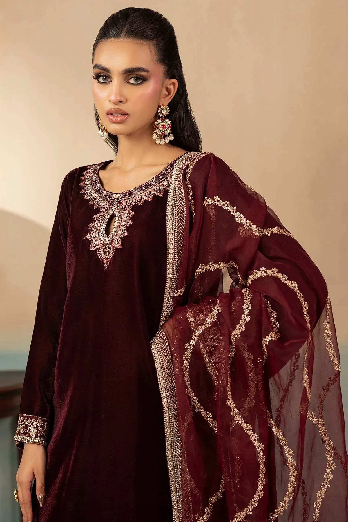 5672-ELSIE EMBROIDERED VELVET - MWU05672-999-ELSIE