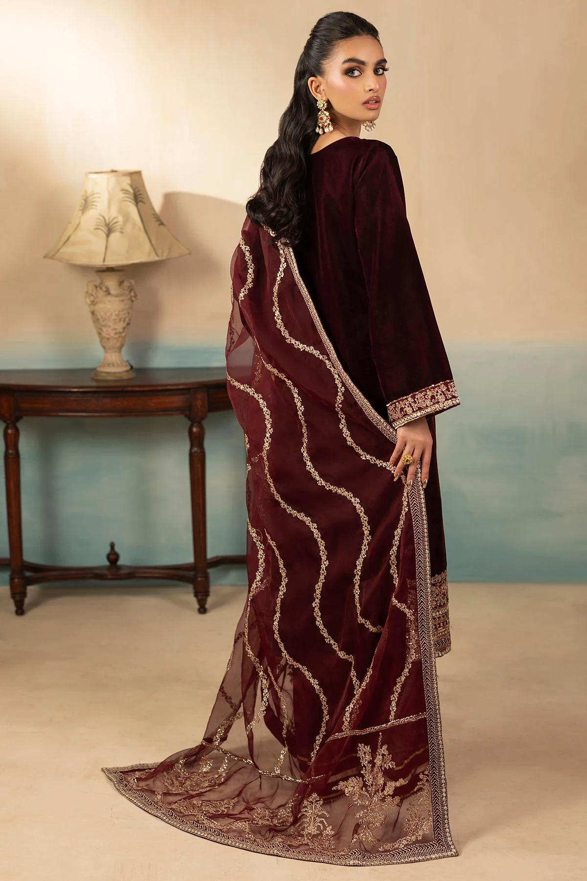 5672-ELSIE EMBROIDERED VELVET - MWU05672-999-ELSIE