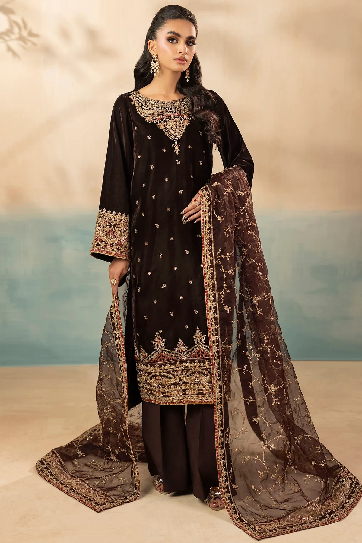 5673-ALMA EMBROIDERED VELVET - MWU05673-999-ALMA