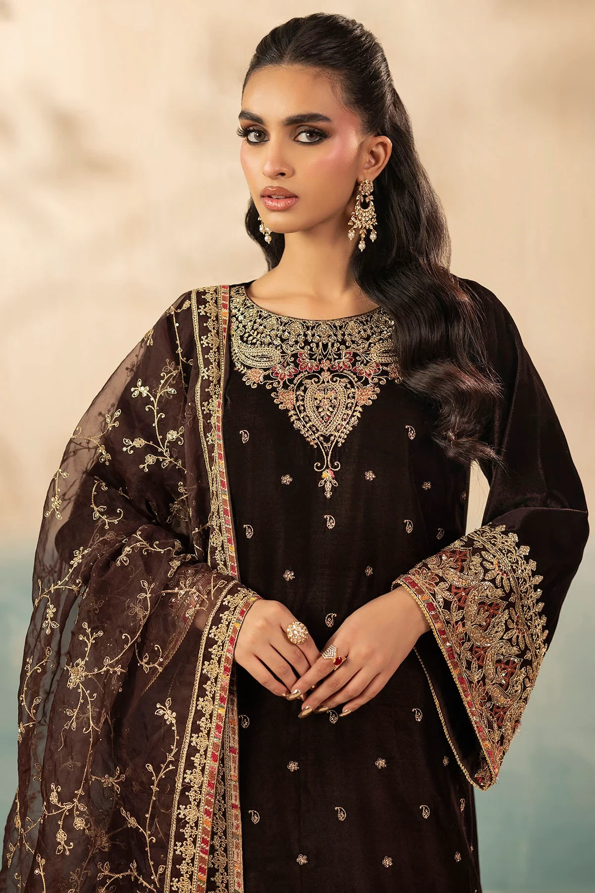5673-ALMA EMBROIDERED VELVET - MWU05673-999-ALMA