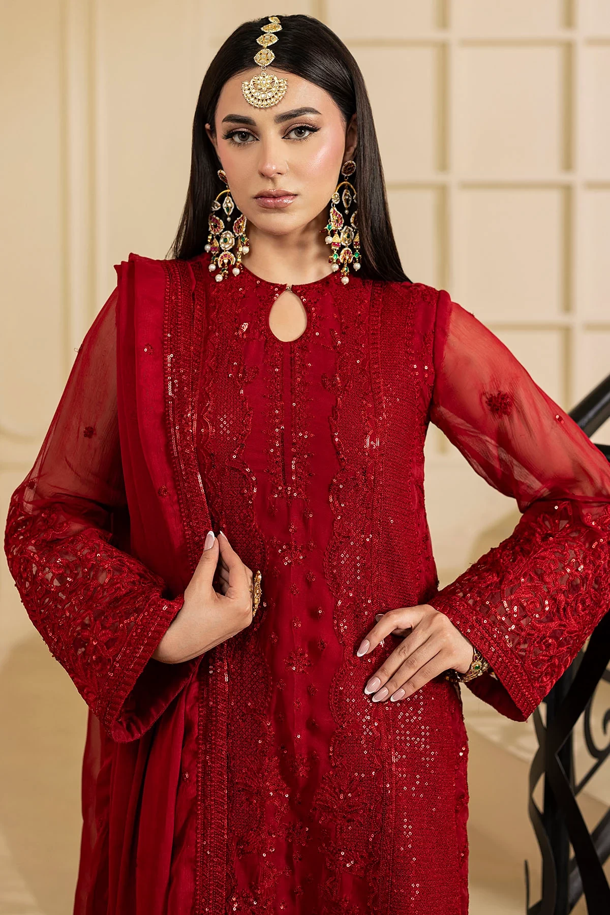 5133-ARIA EMBROIDERED CRINKLE CHIFFON  - MWU05133-999-ARIA