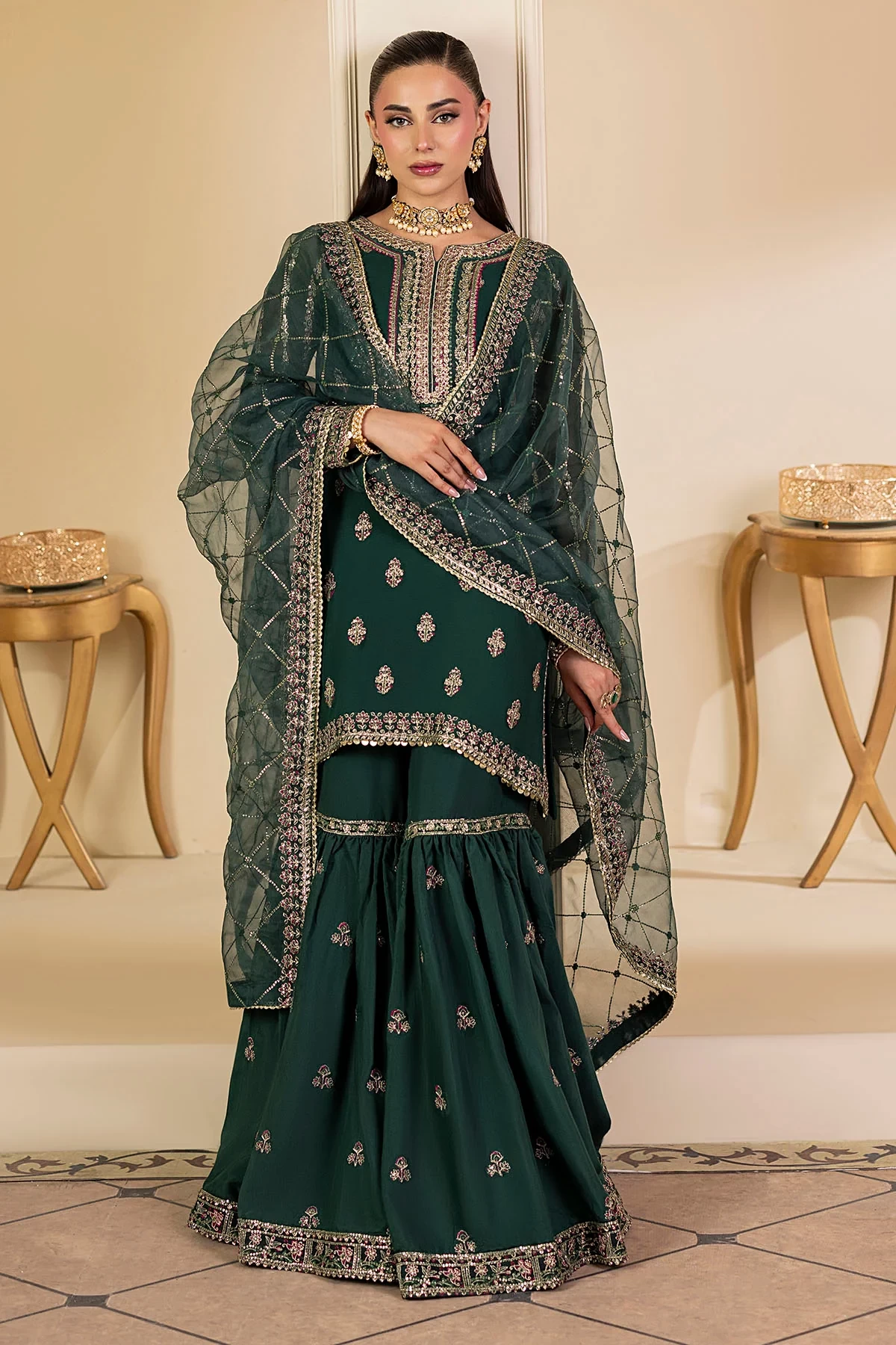 5135-JADE EMBROIDERED CRINKLE CHIFFON  - MWU05135-999-JADE