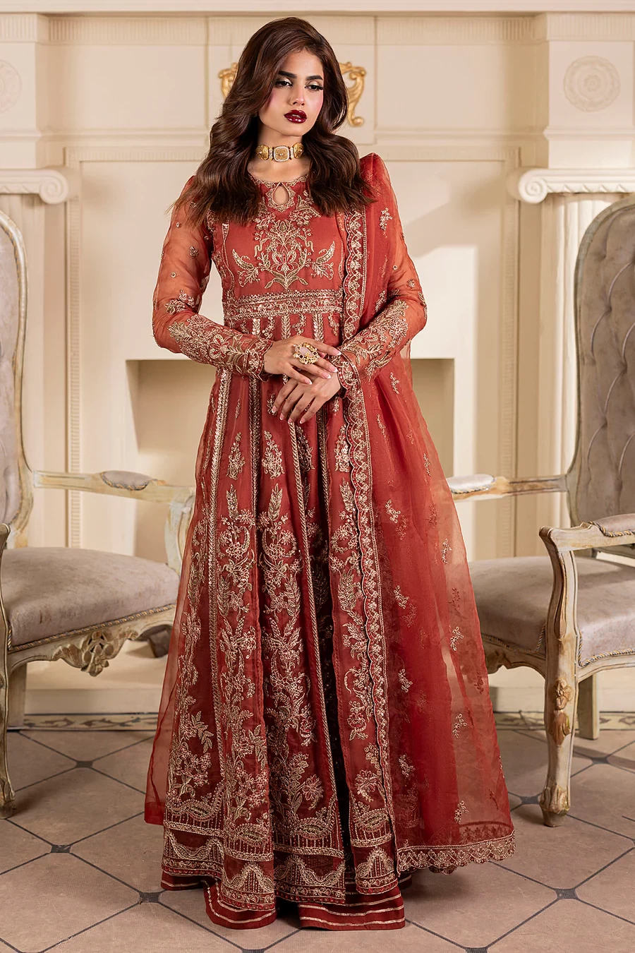 5139-BRANDY EMBROIDERED ORGANZA - MWU05139-999-BRANDY