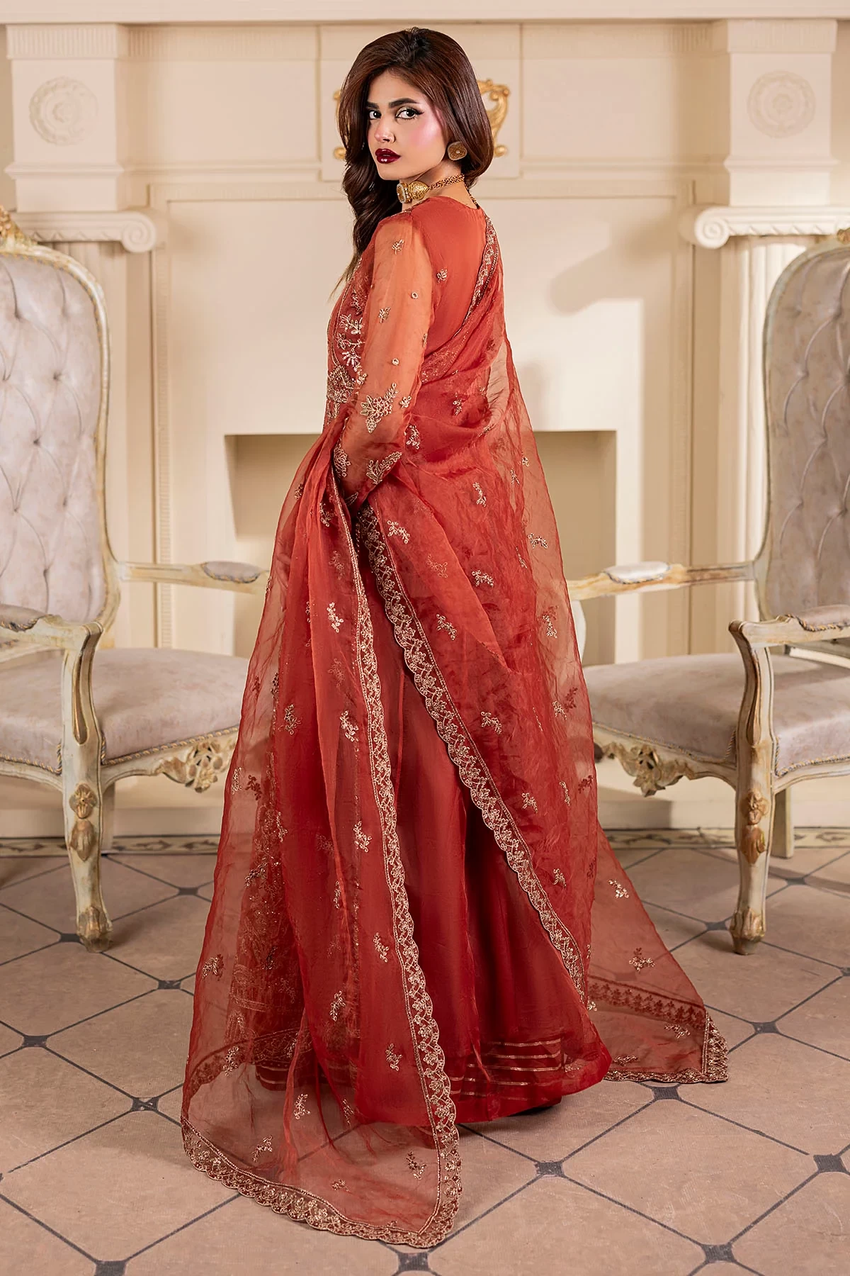 5139-BRANDY EMBROIDERED ORGANZA - MWU05139-999-BRANDY