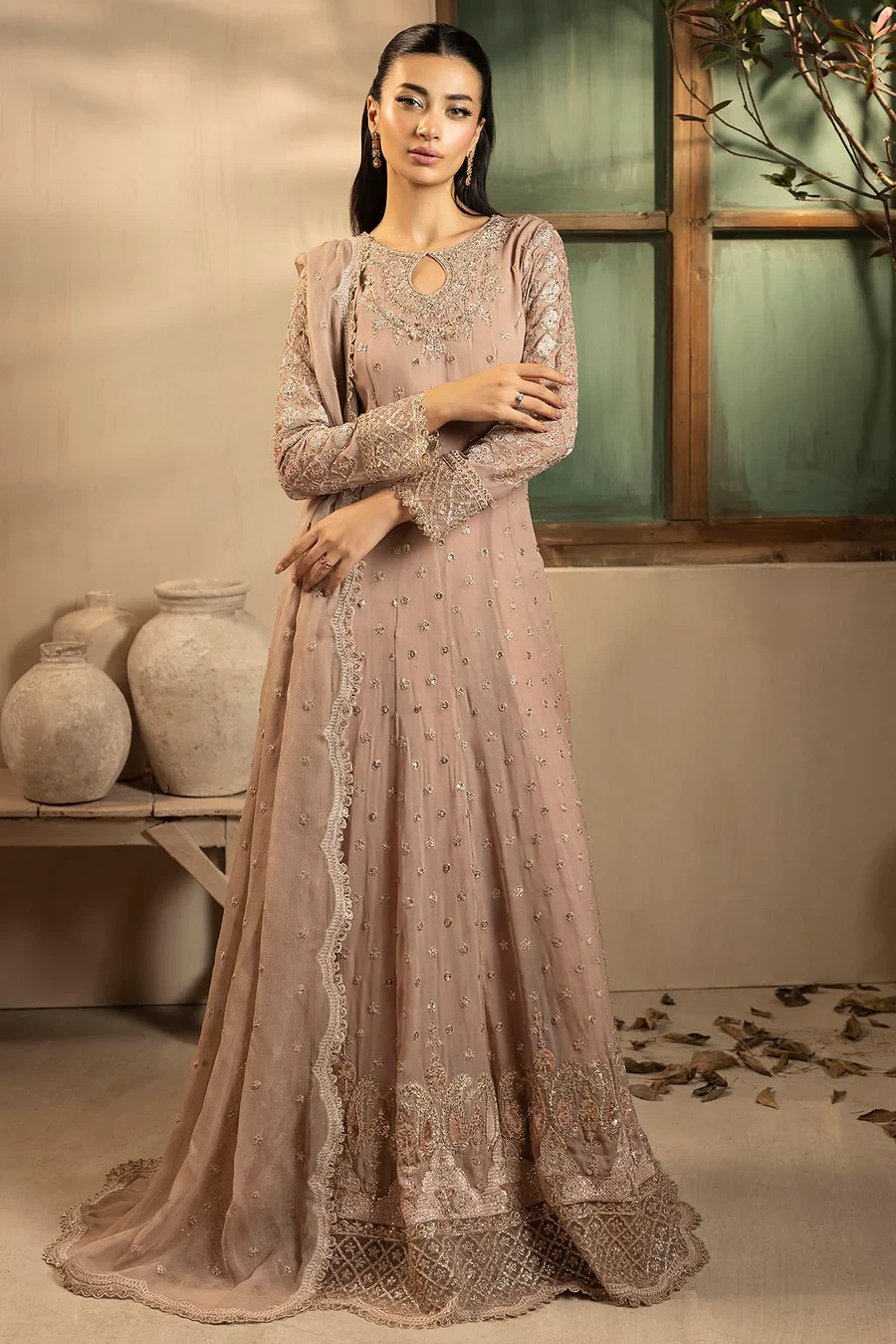 5575-LILLIA EMBROIDERED CRINKLE CHIFFON - MWU05575-999-LILLIA