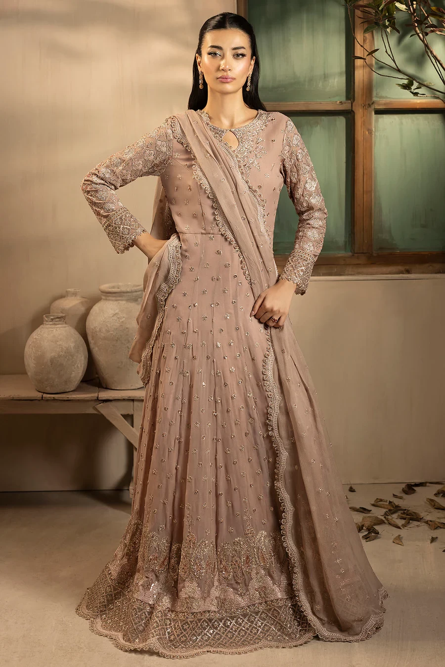 5575-LILLIA EMBROIDERED CRINKLE CHIFFON - MWU05575-999-LILLIA