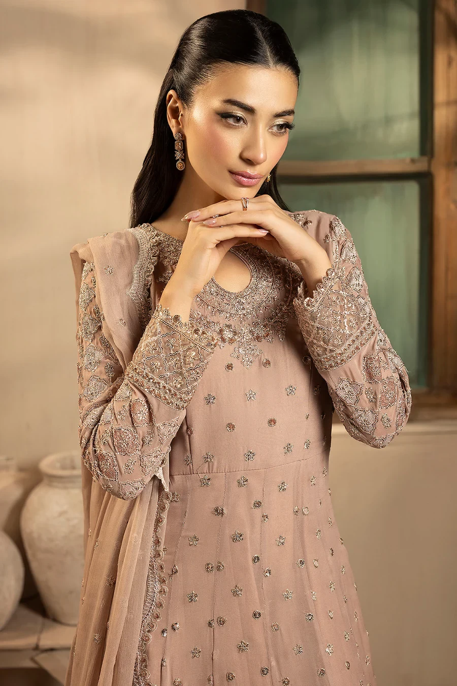 5575-LILLIA EMBROIDERED CRINKLE CHIFFON - MWU05575-999-LILLIA