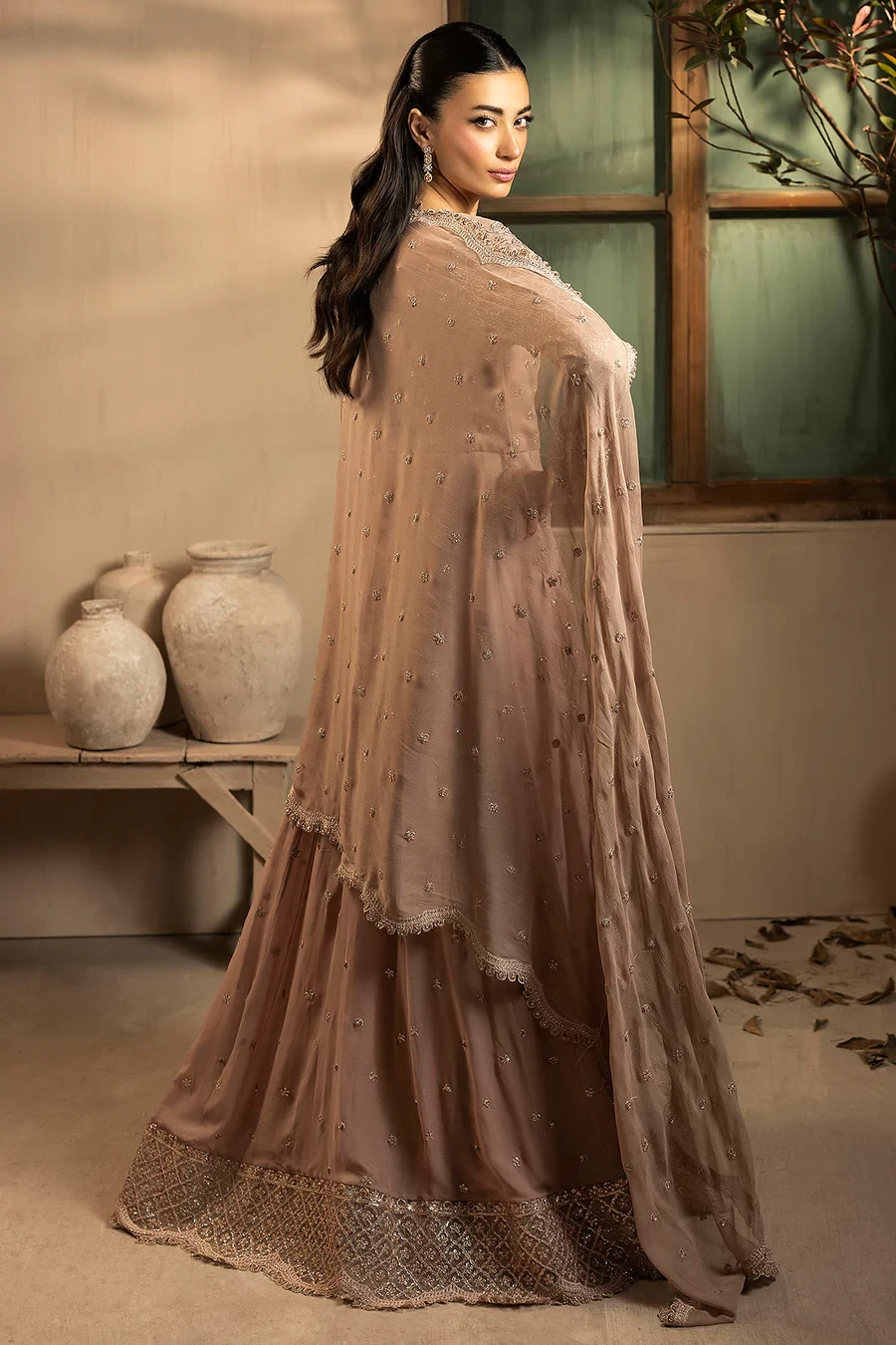 5575-LILLIA EMBROIDERED CRINKLE CHIFFON - MWU05575-999-LILLIA