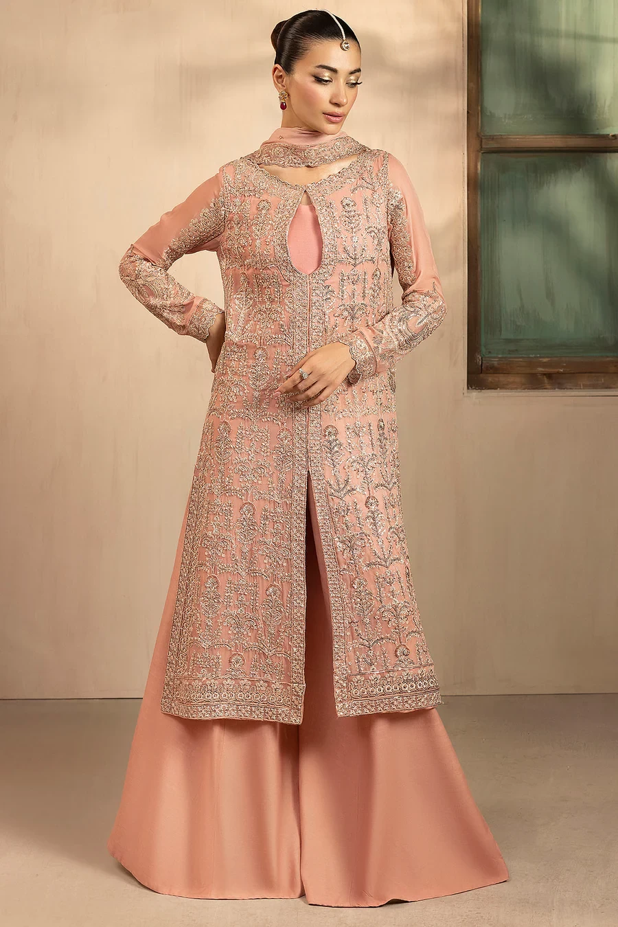 5576-PEARL EMBROIDERED CRINKLE CHIFFON - MWU05576-999-PEARL