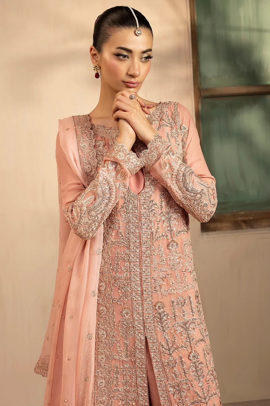 5576-PEARL EMBROIDERED CRINKLE CHIFFON - MWU05576-999-PEARL