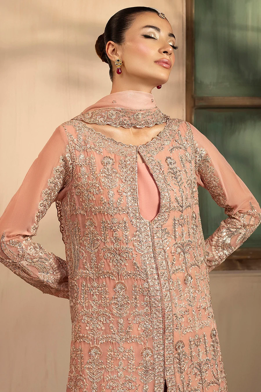 5576-PEARL EMBROIDERED CRINKLE CHIFFON - MWU05576-999-PEARL