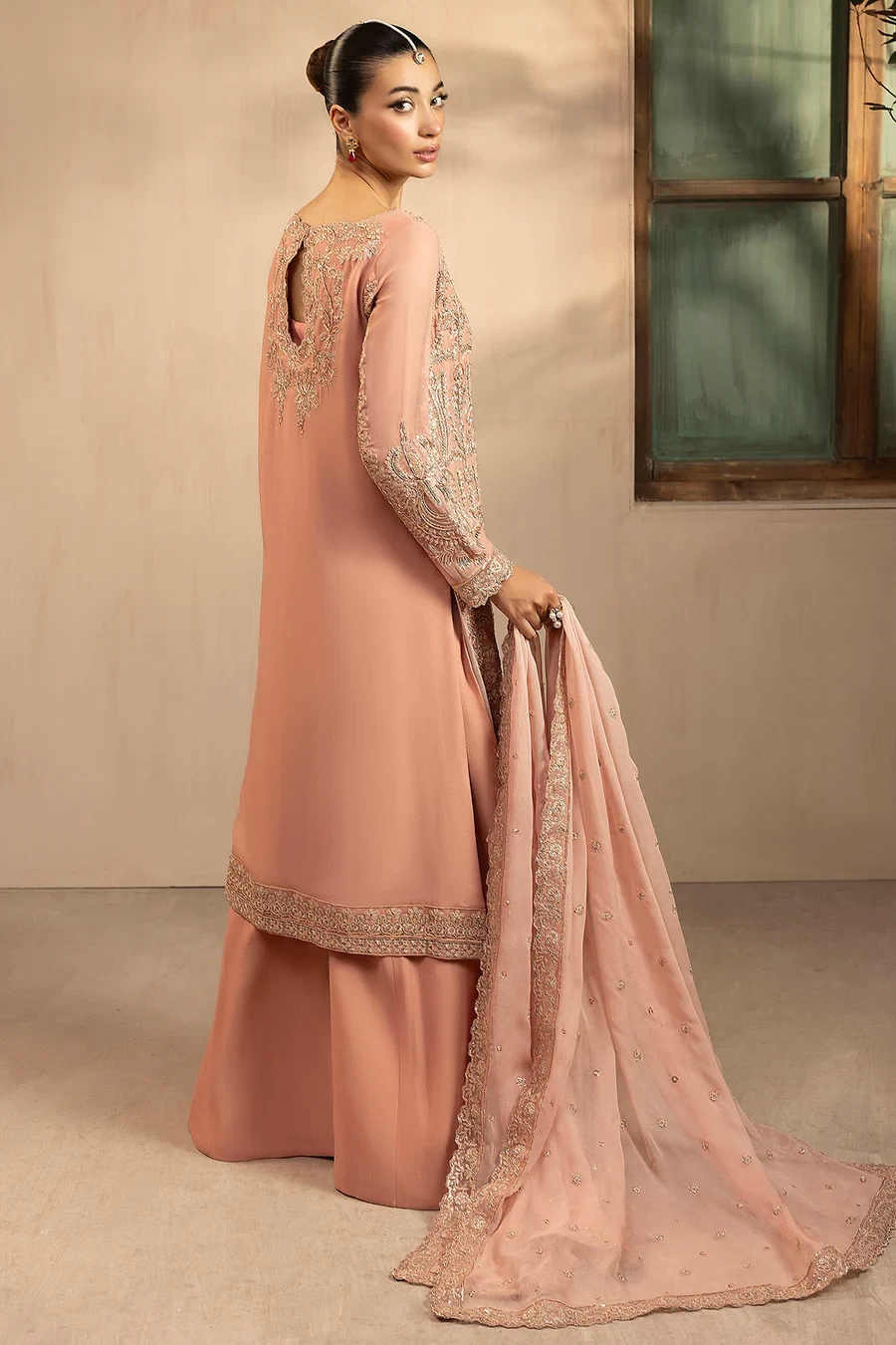5576-PEARL EMBROIDERED CRINKLE CHIFFON - MWU05576-999-PEARL
