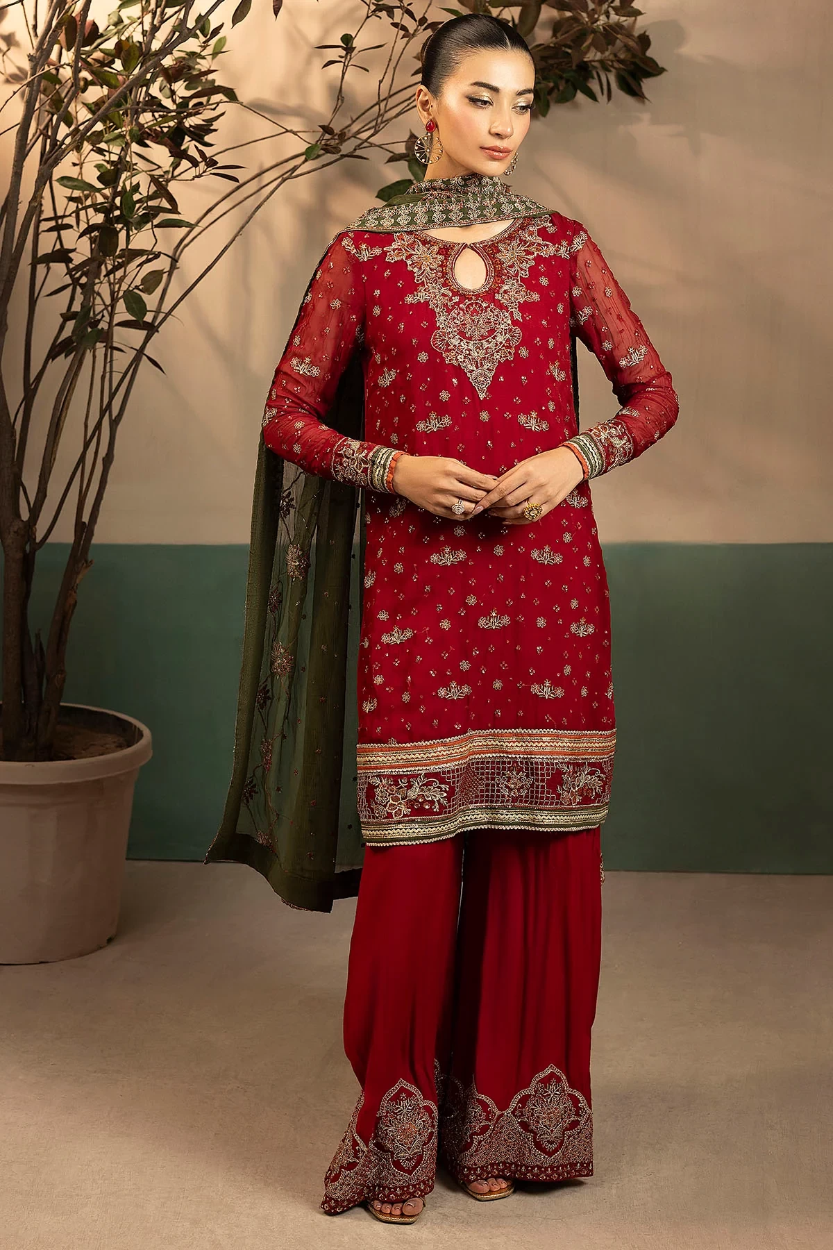 5582-JENNA EMBROIDERED CRINKLE CHIFFON - MWU05582-999-JENNA