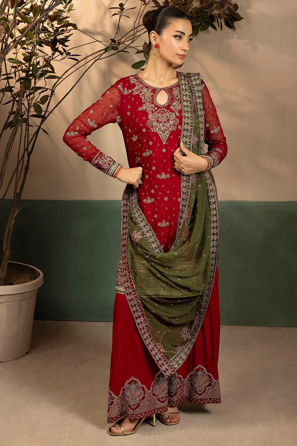 5582-JENNA EMBROIDERED CRINKLE CHIFFON - MWU05582-999-JENNA