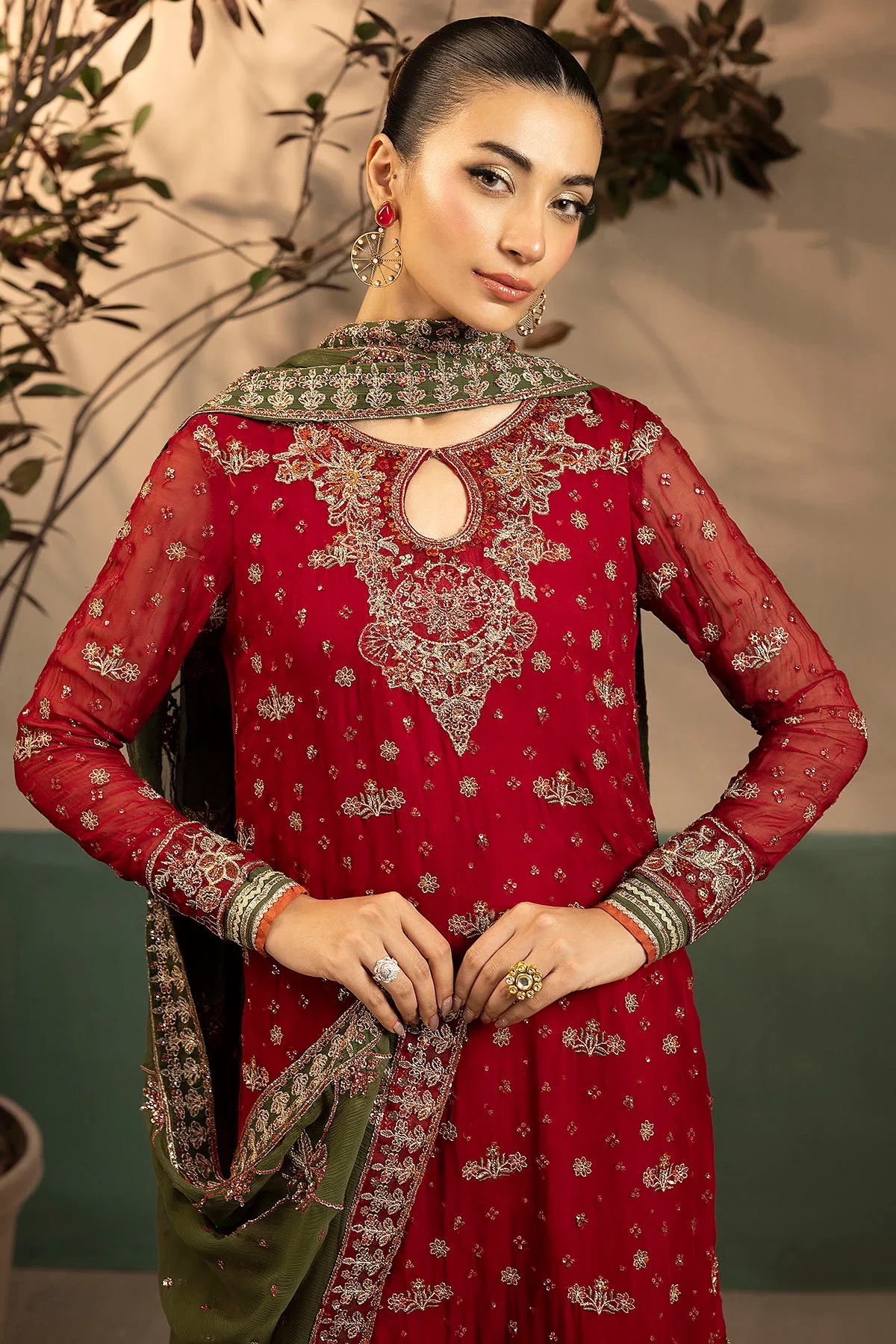 5582-JENNA EMBROIDERED CRINKLE CHIFFON - MWU05582-999-JENNA