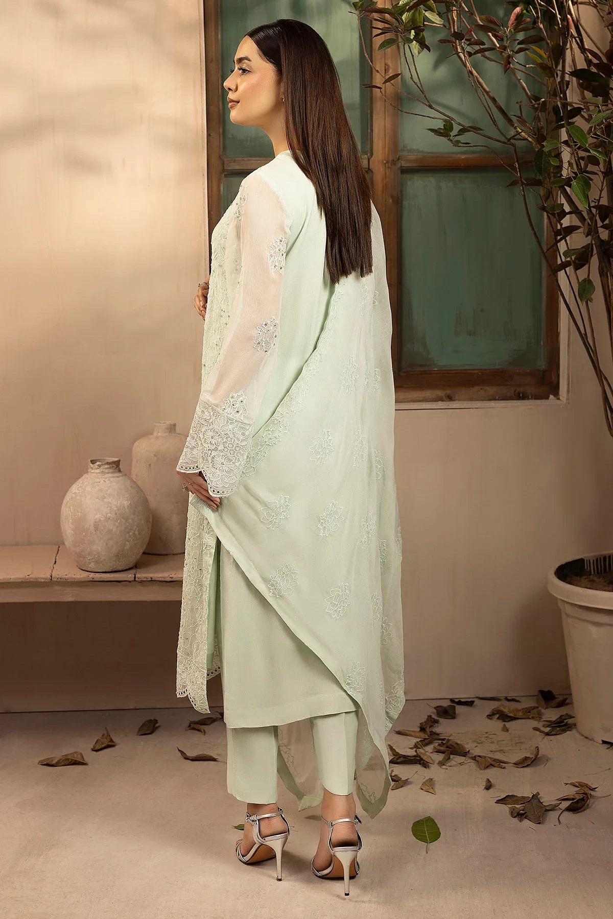 5646-HELENE EMBROIDERED CRINKLE CHIFFON - MWU05646-999-HELENE