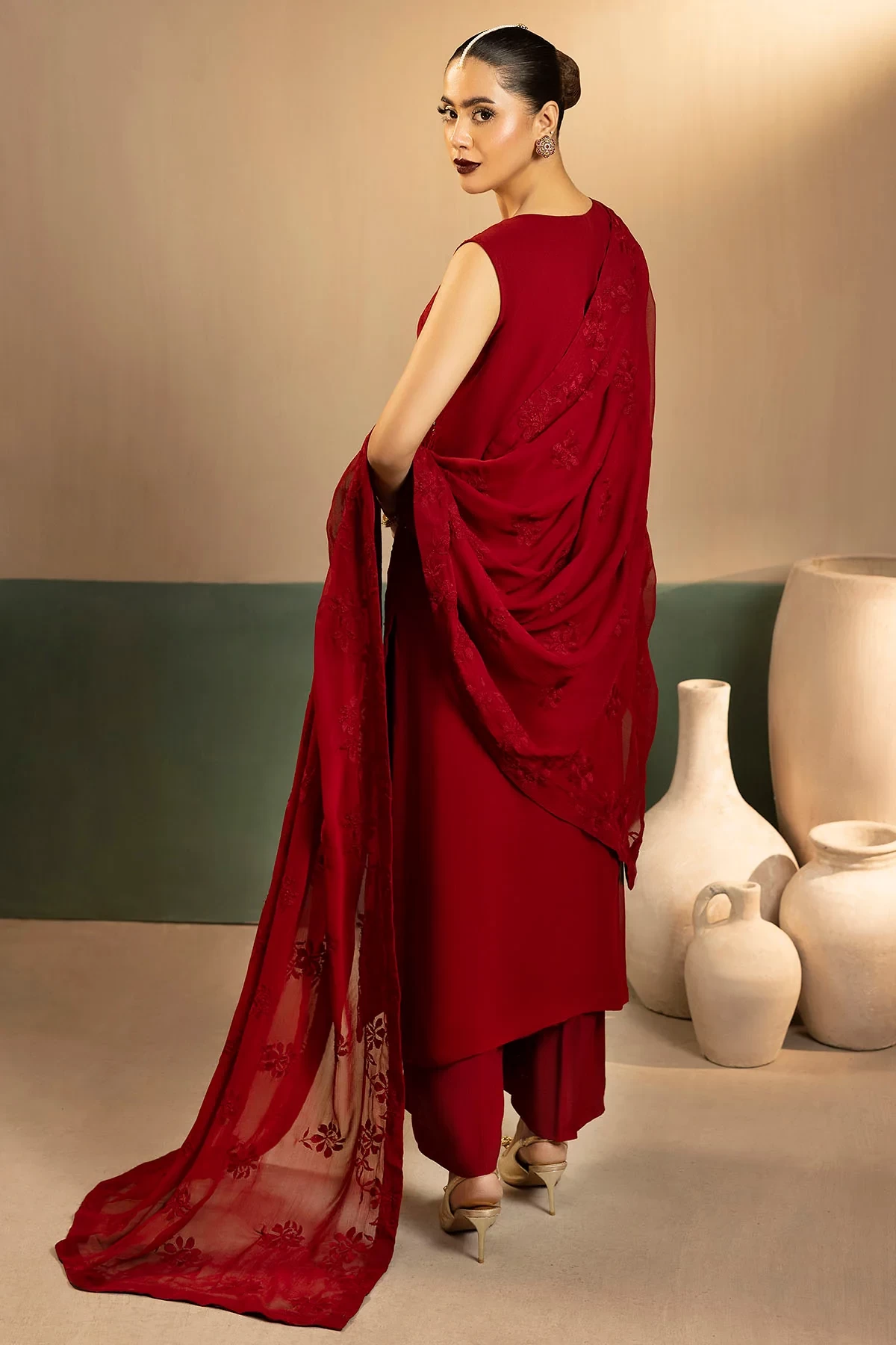 5649-OCEAN EMBROIDERED CRINKLE CHIFFON - MWU05649-999-OCEAN