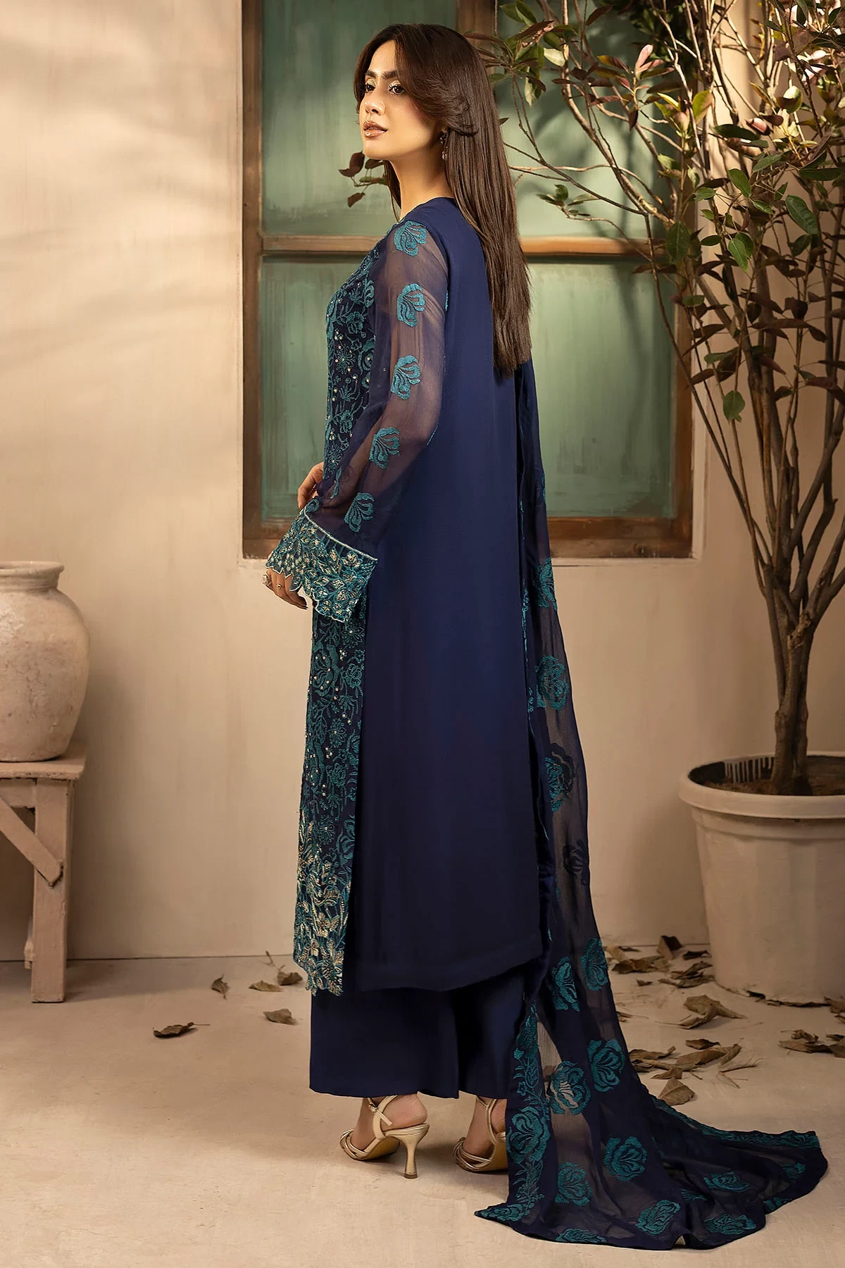 5650-ARELA EMBROIDERED CRINKLE CHIFFON  - MWU05650-999-ARELA