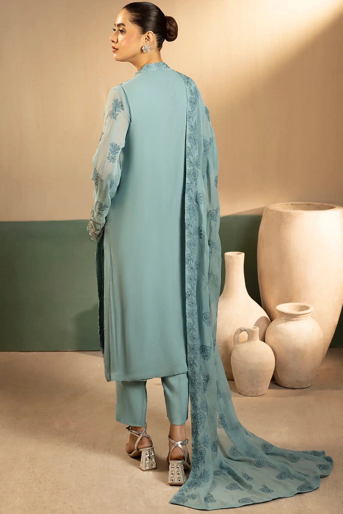 5651-FAYE EMBROIDERED CRINKLE CHIFFON - MWU05651-999-FAYE
