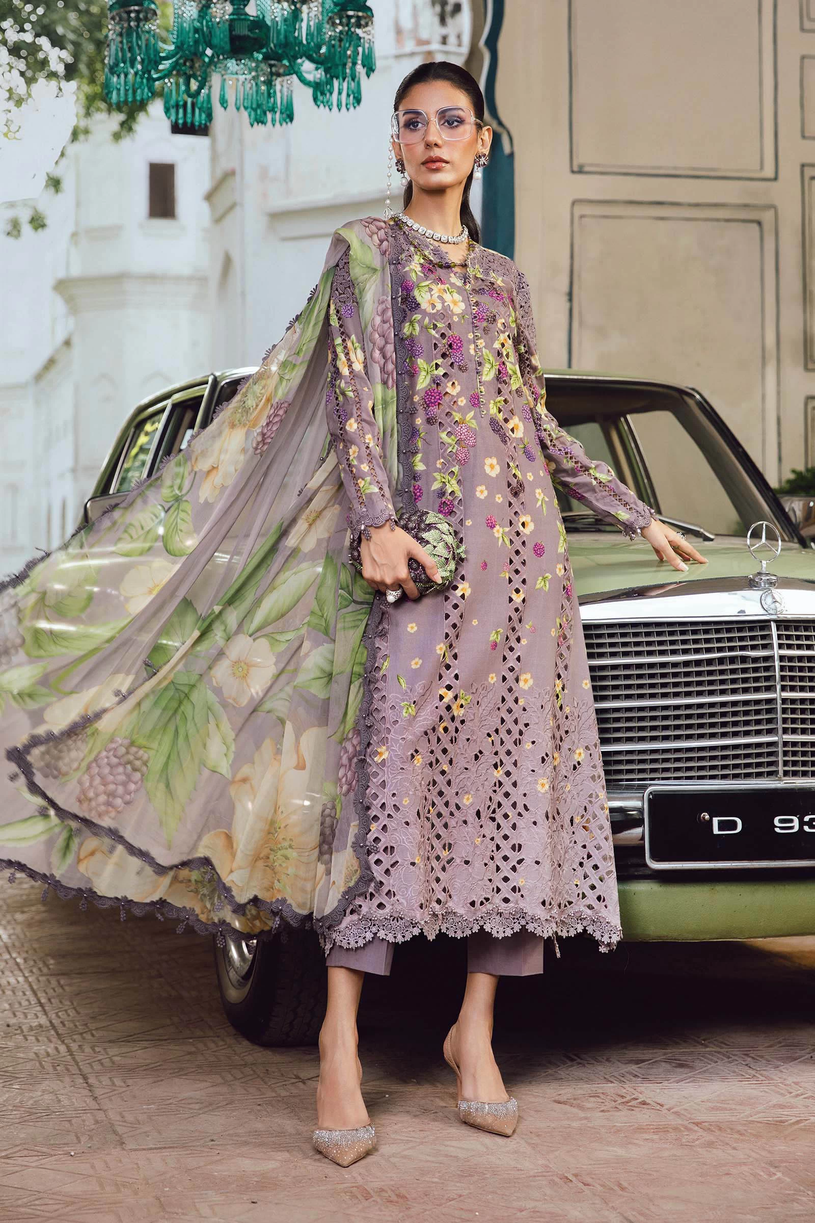 3 Piece Embroidered Cambric Suit -  MPT-2706-B