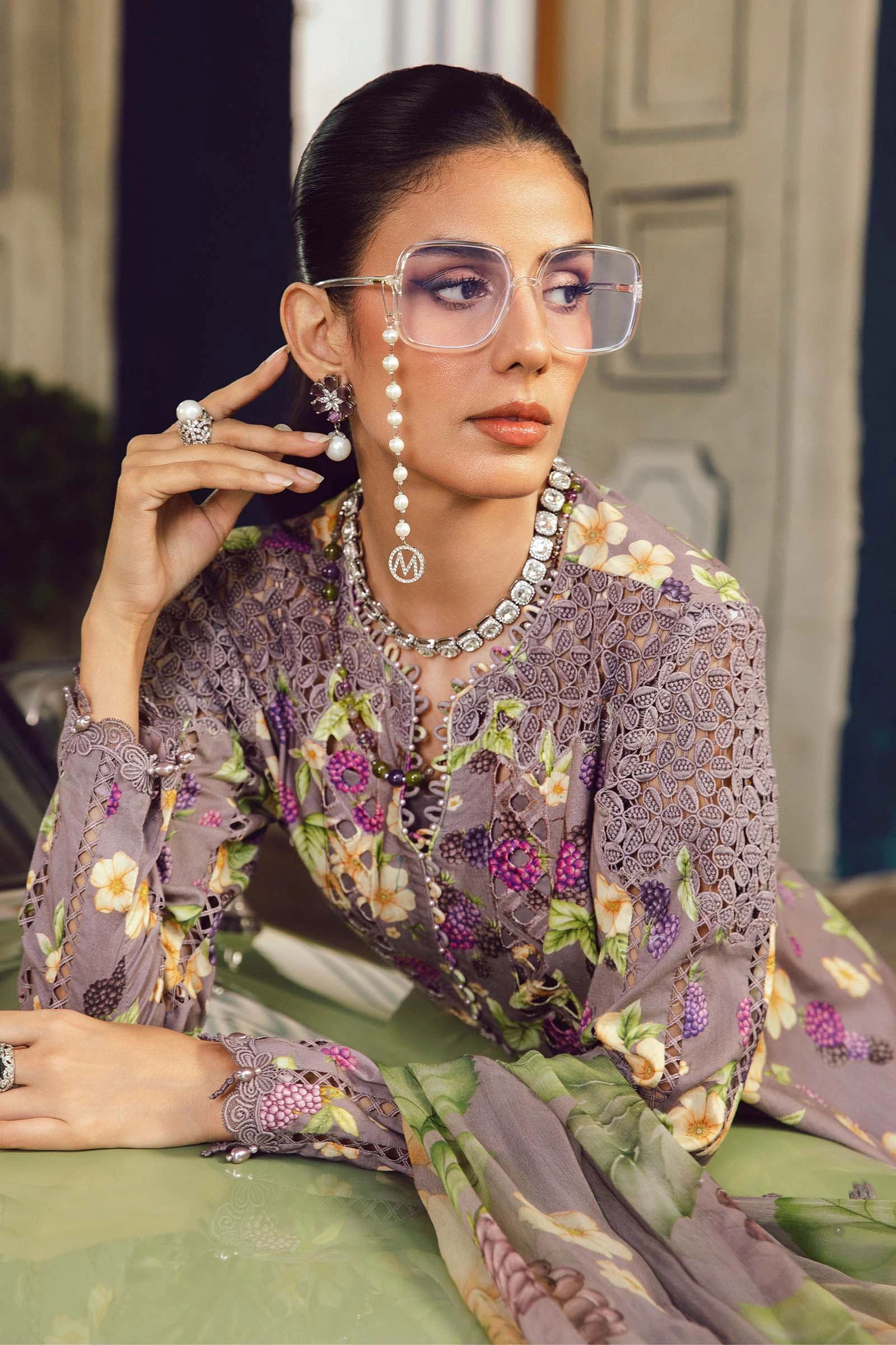 3 Piece Embroidered Cambric Suit -  MPT-2706-B