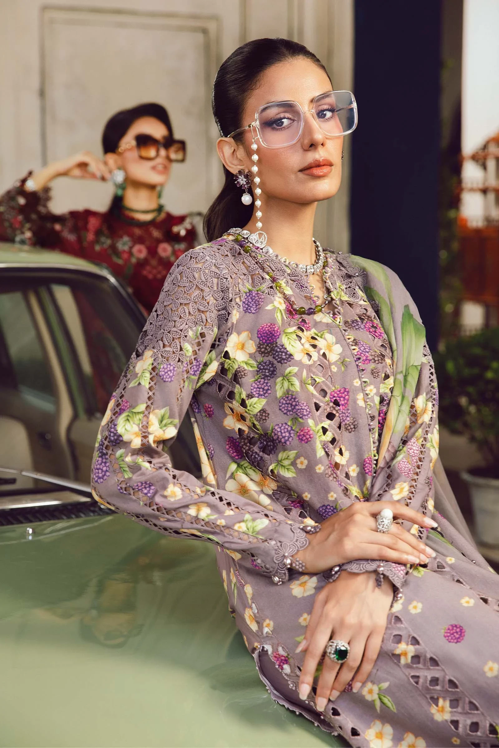 3 Piece Embroidered Cambric Suit -  MPT-2706-B