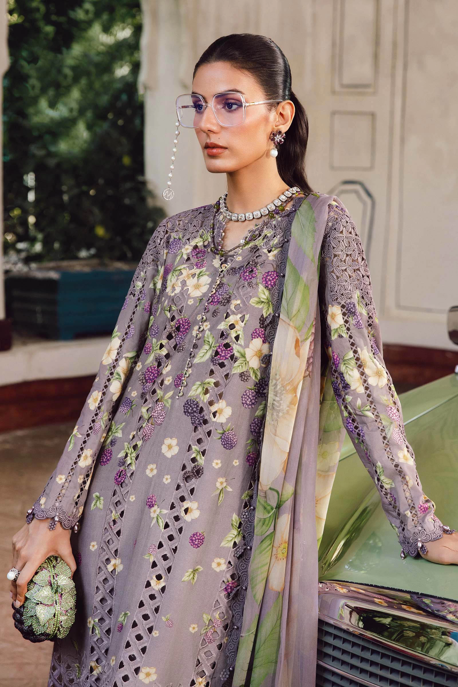 3 Piece Embroidered Cambric Suit -  MPT-2706-B