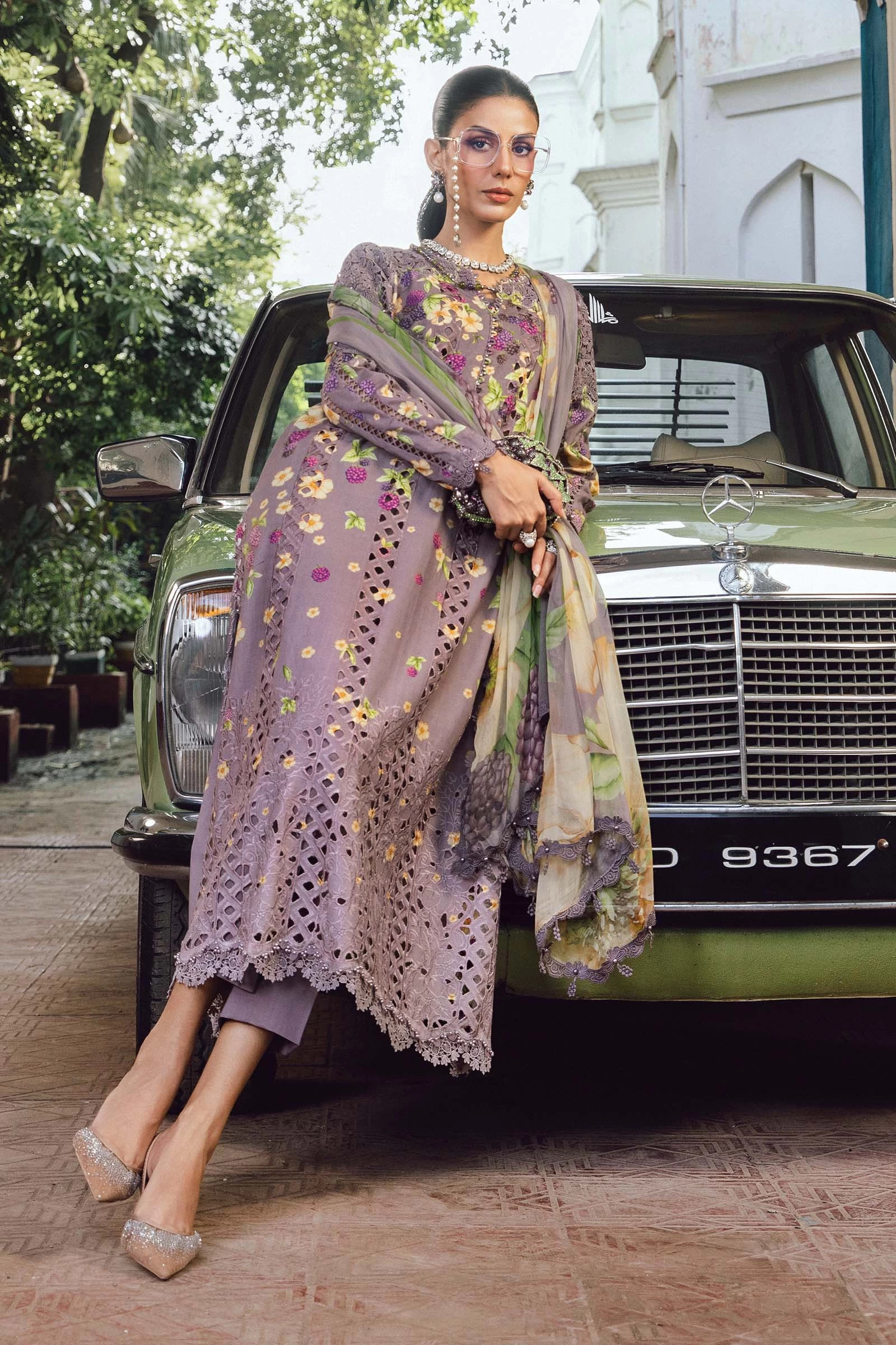 3 Piece Embroidered Cambric Suit -  MPT-2706-B