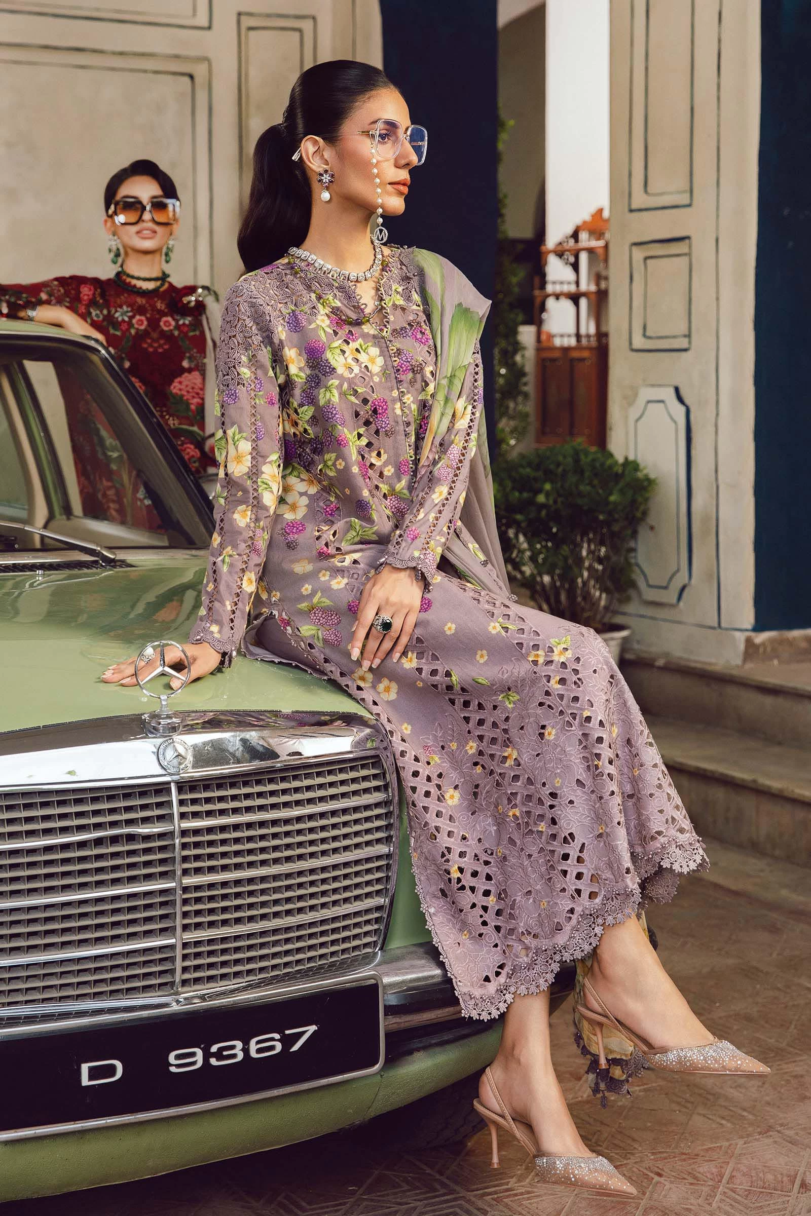 3 Piece Embroidered Cambric Suit -  MPT-2706-B