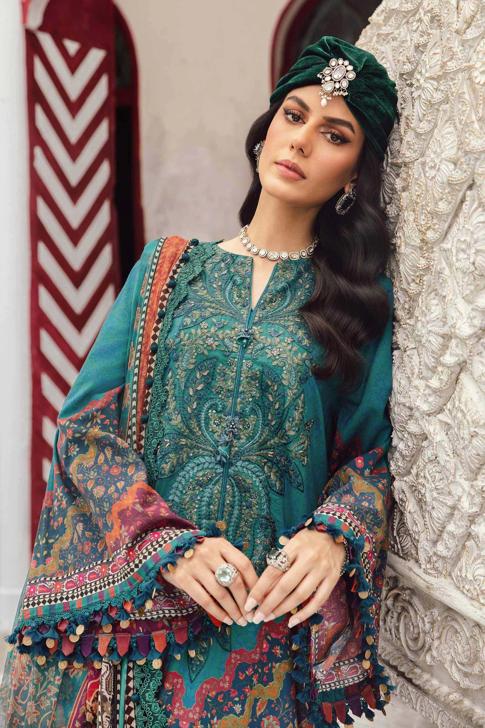 3 Piece Embroidered Cambric Suit - MPT-2710-B