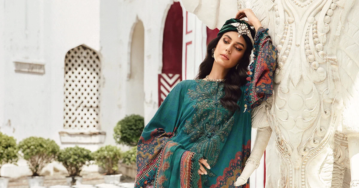 3 Piece Embroidered Cambric Suit - MPT-2710-B