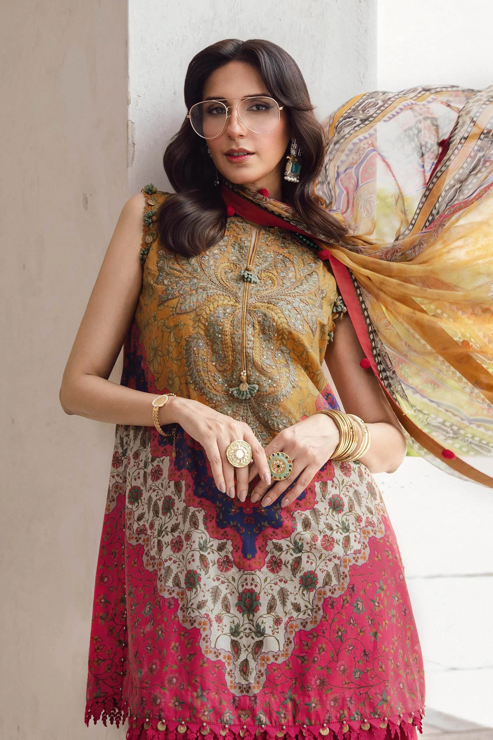 3 Piece Embroidered Cambric Suit - MPT-2710-A