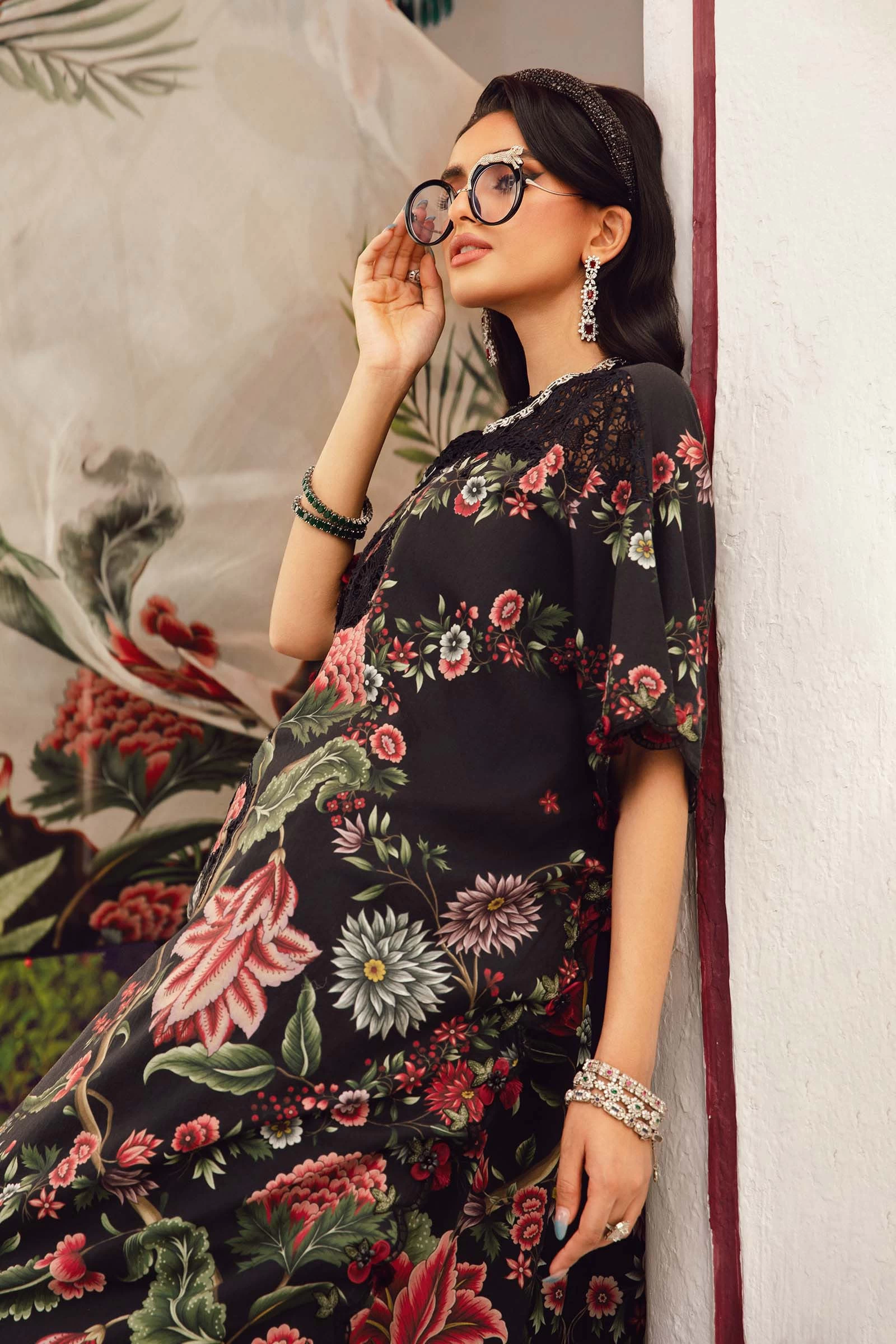 3 Piece Embroidered Cambric Suit  - MPT-2709-B
