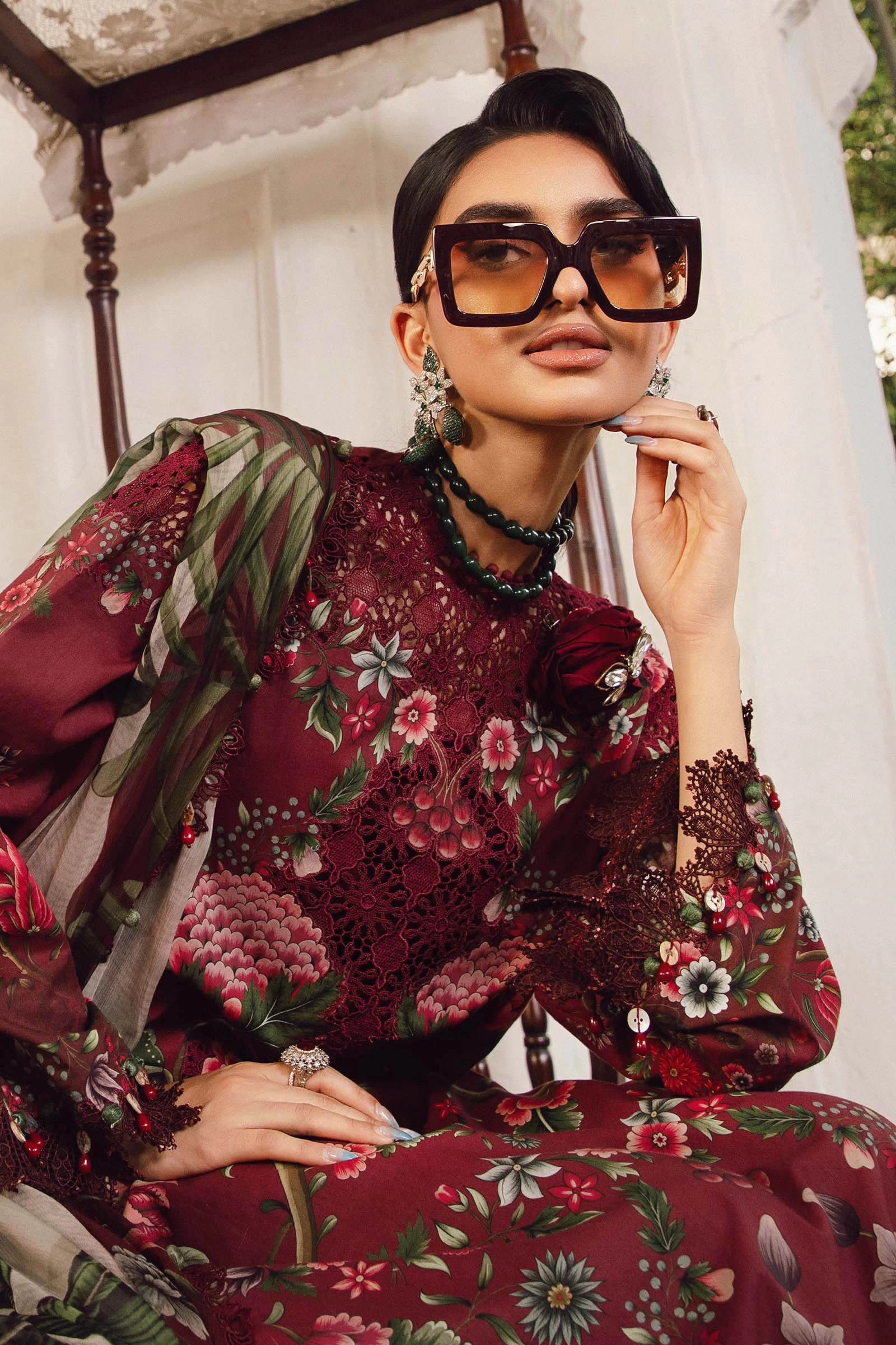 3 Piece Embroidered Cambric Suit  - MPT-2709-A