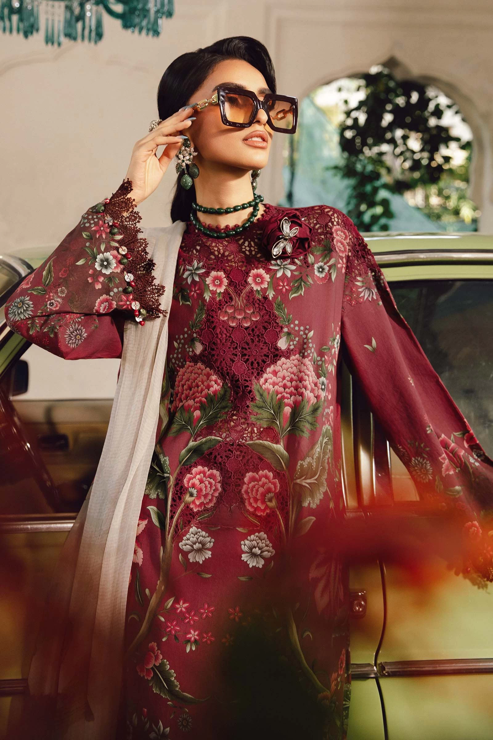 3 Piece Embroidered Cambric Suit  - MPT-2709-A