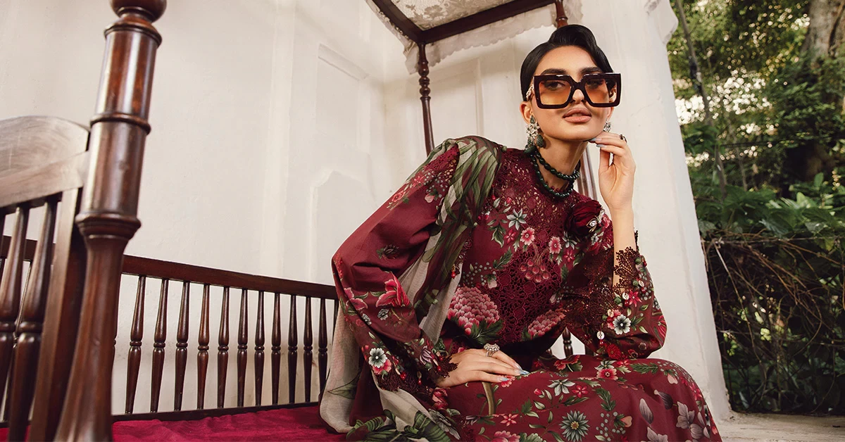 3 Piece Embroidered Cambric Suit  - MPT-2709-A