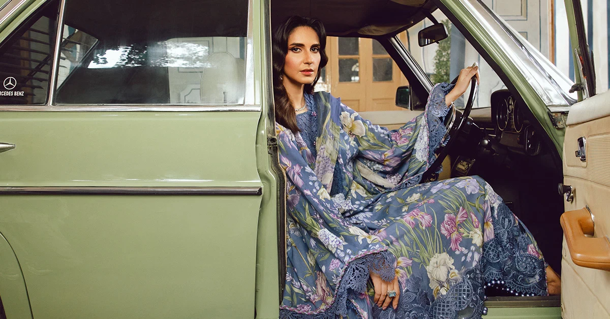 3 Piece Embroidered Cambric Suit  - MPT-2708-B