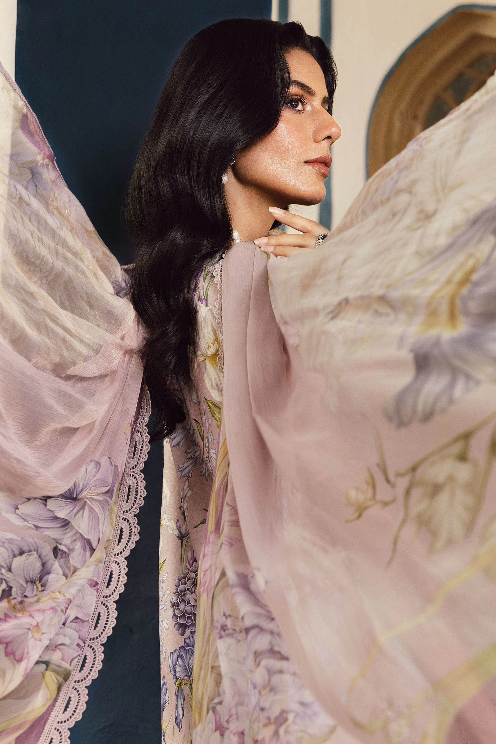 3 Piece Embroidered Cambric Suit  - MPT-2708-A
