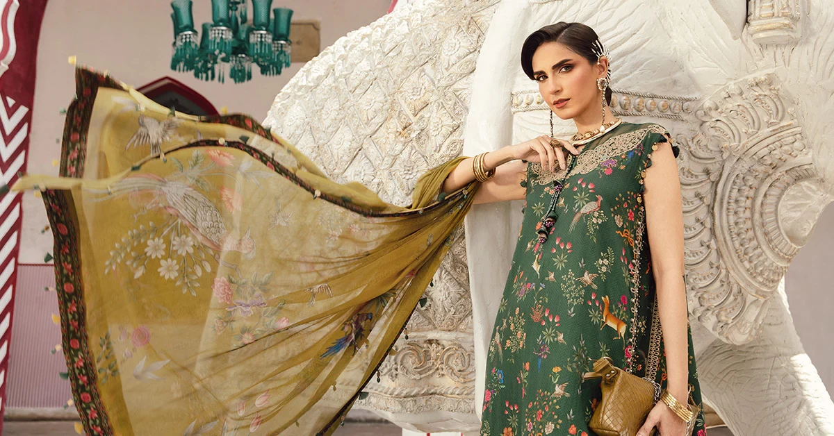 3 Piece Embroidered Linen Suit  - MPT-2707-B