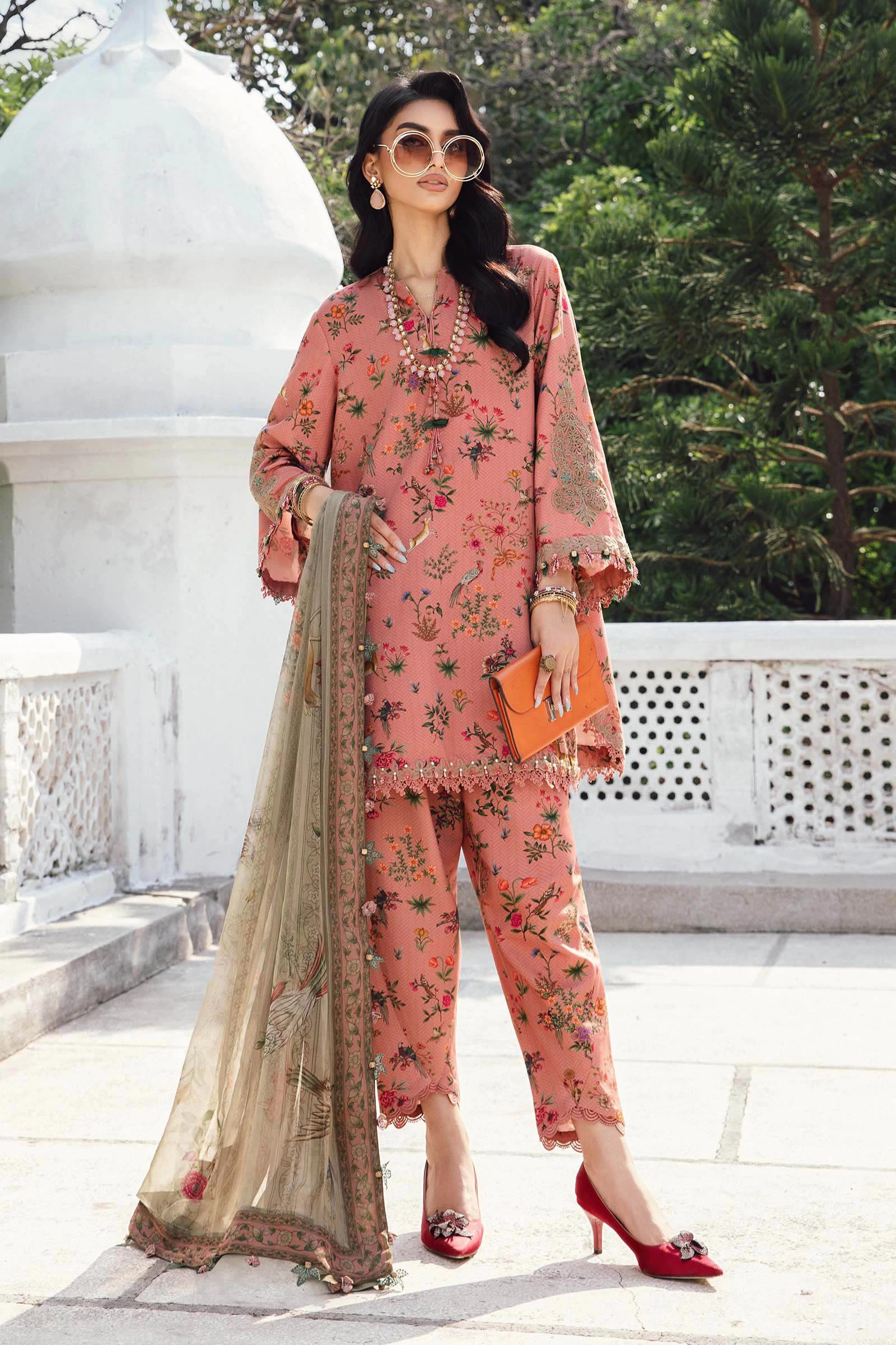 3 Piece  Embroidered Linen Suit  - MPT-2707-A