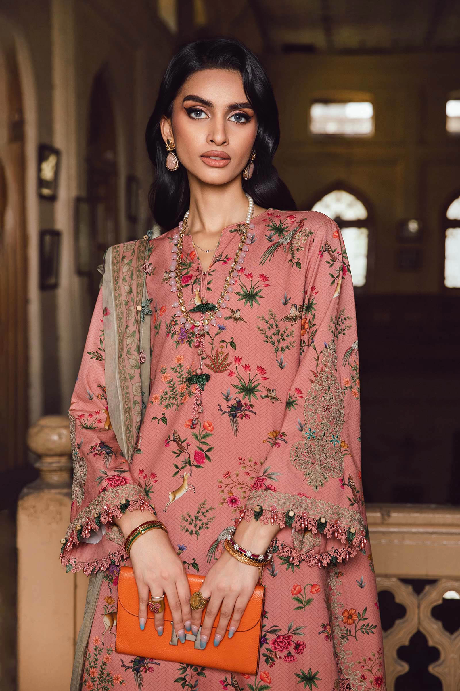 3 Piece  Embroidered Linen Suit  - MPT-2707-A