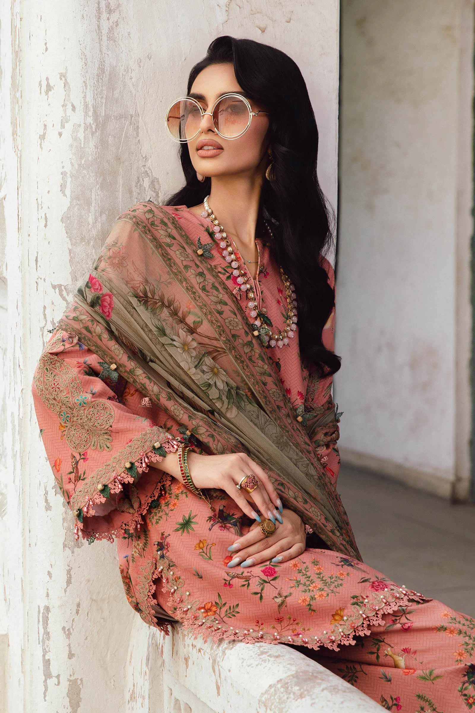 3 Piece  Embroidered Linen Suit  - MPT-2707-A