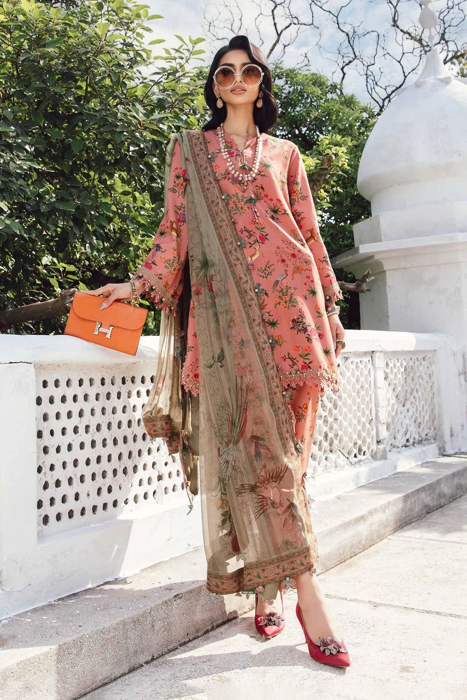 3 Piece  Embroidered Linen Suit  - MPT-2707-A