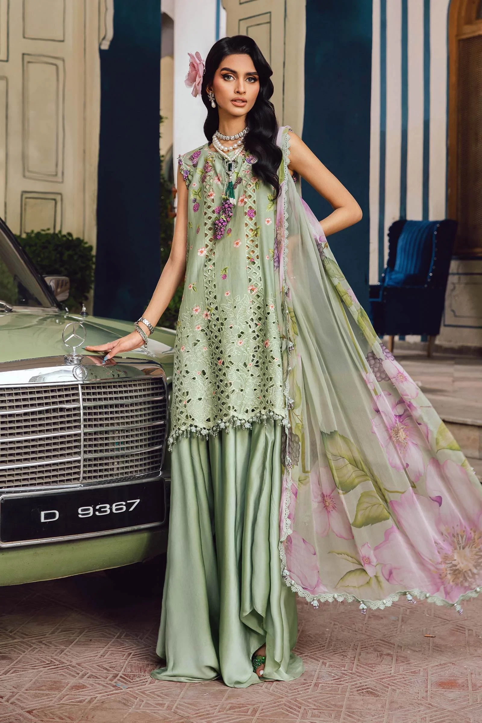 3 Piece  Embroidered Cambric Suit -MPT-2706-A