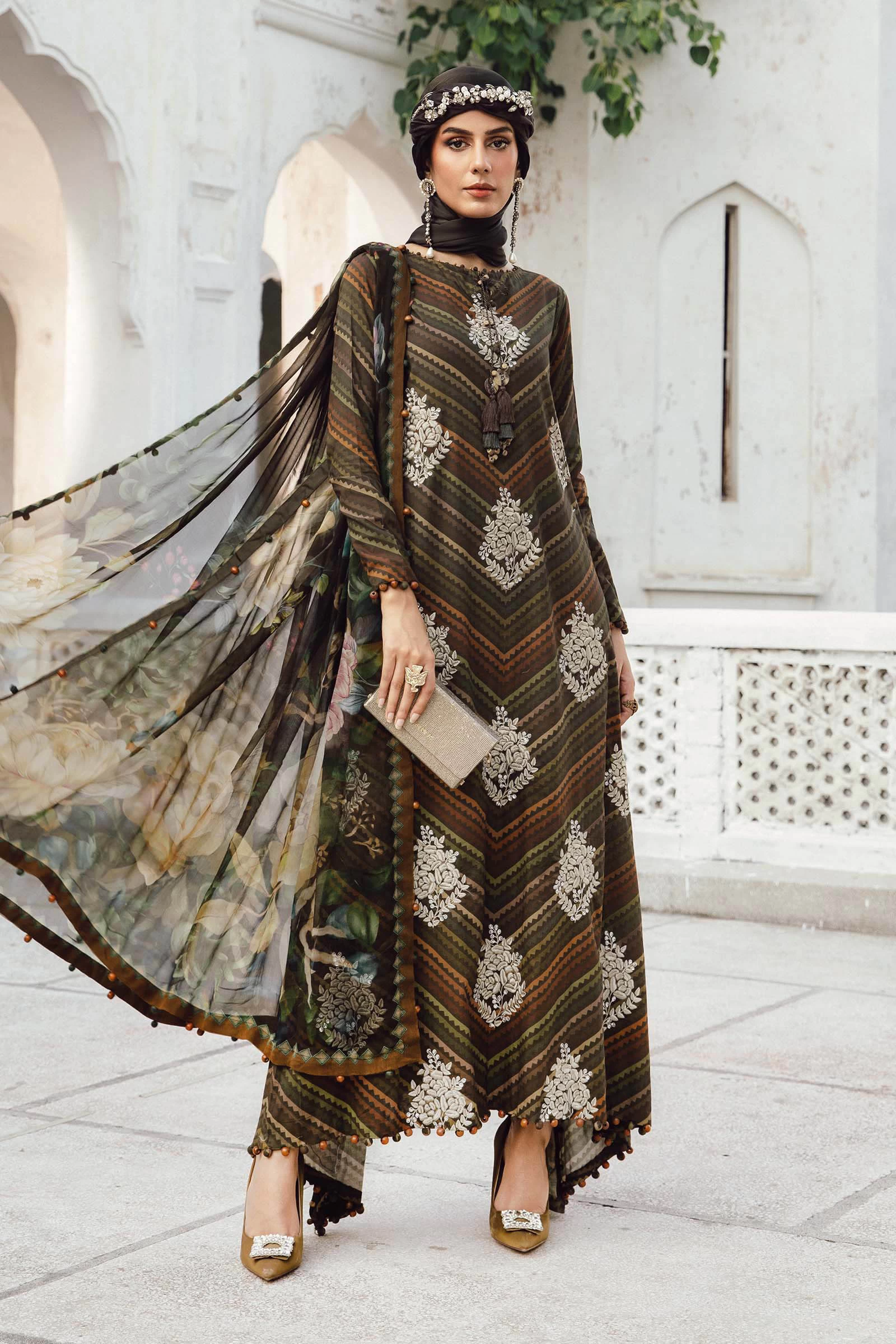 3 Piece  Embroidered Cambric Suit - MPT-2705-B