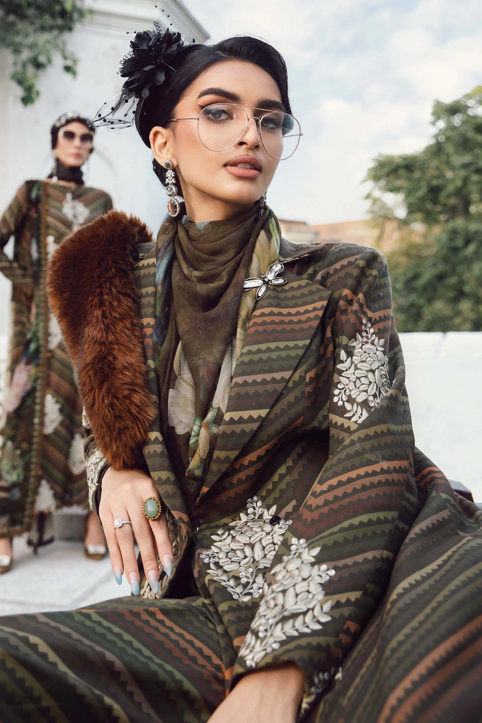 3 Piece  Embroidered Cambric Suit - MPT-2705-B