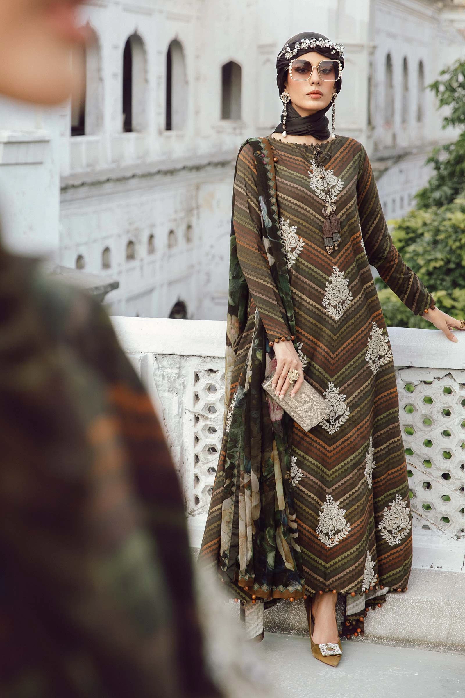 3 Piece  Embroidered Cambric Suit - MPT-2705-B