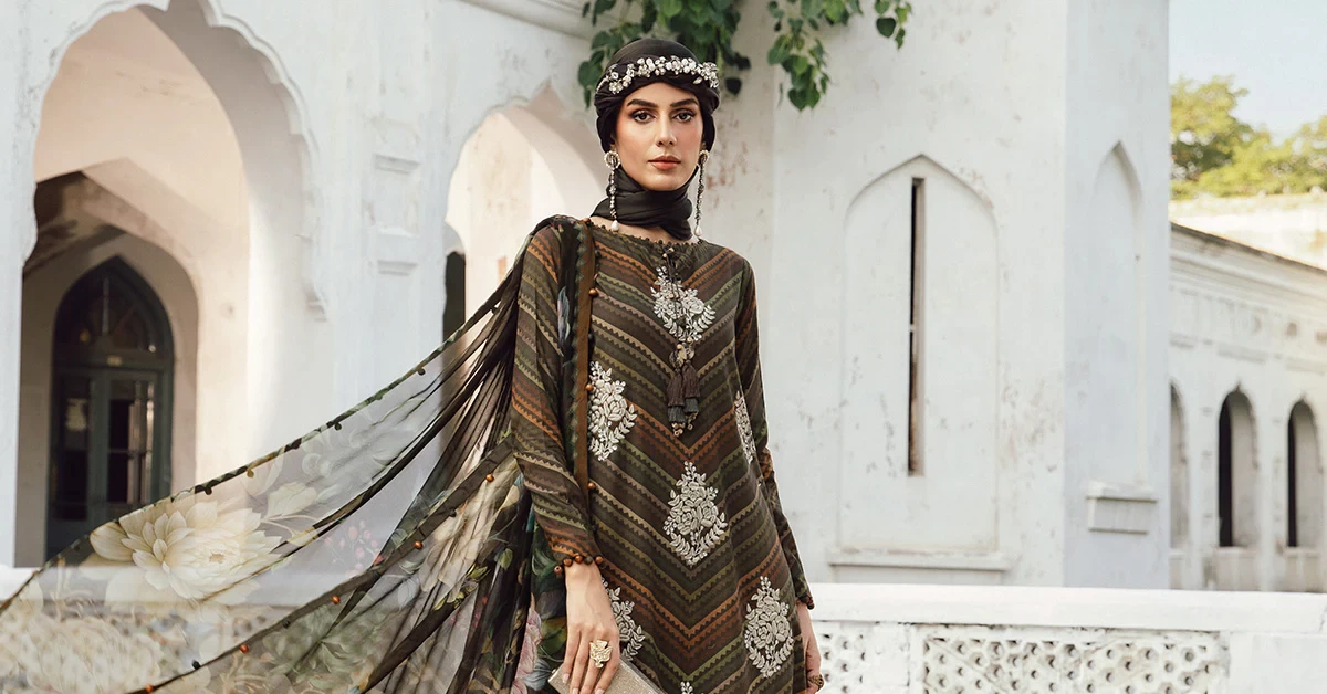 3 Piece  Embroidered Cambric Suit - MPT-2705-B