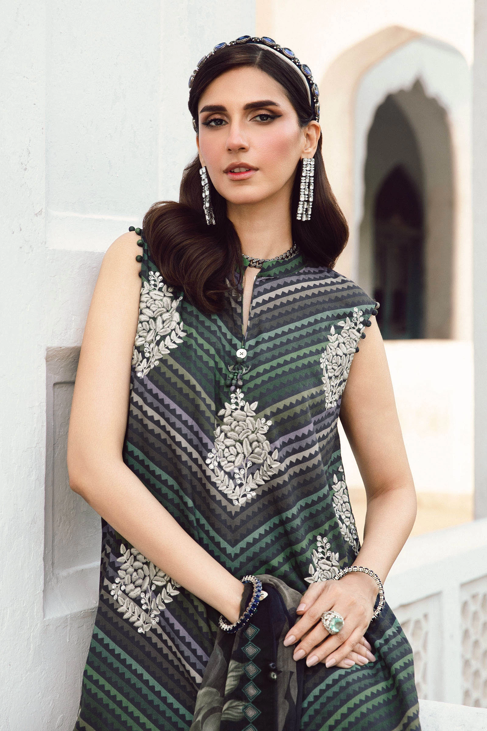 3 Piece  Embroidered Cambric Suit - MPT-2705-A