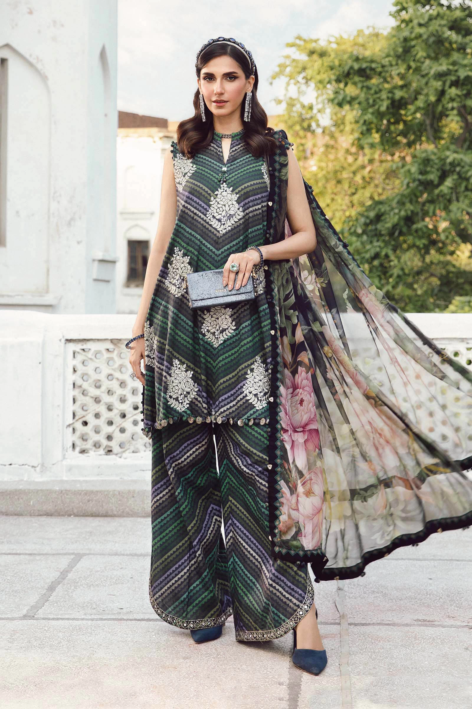 3 Piece  Embroidered Cambric Suit - MPT-2705-A